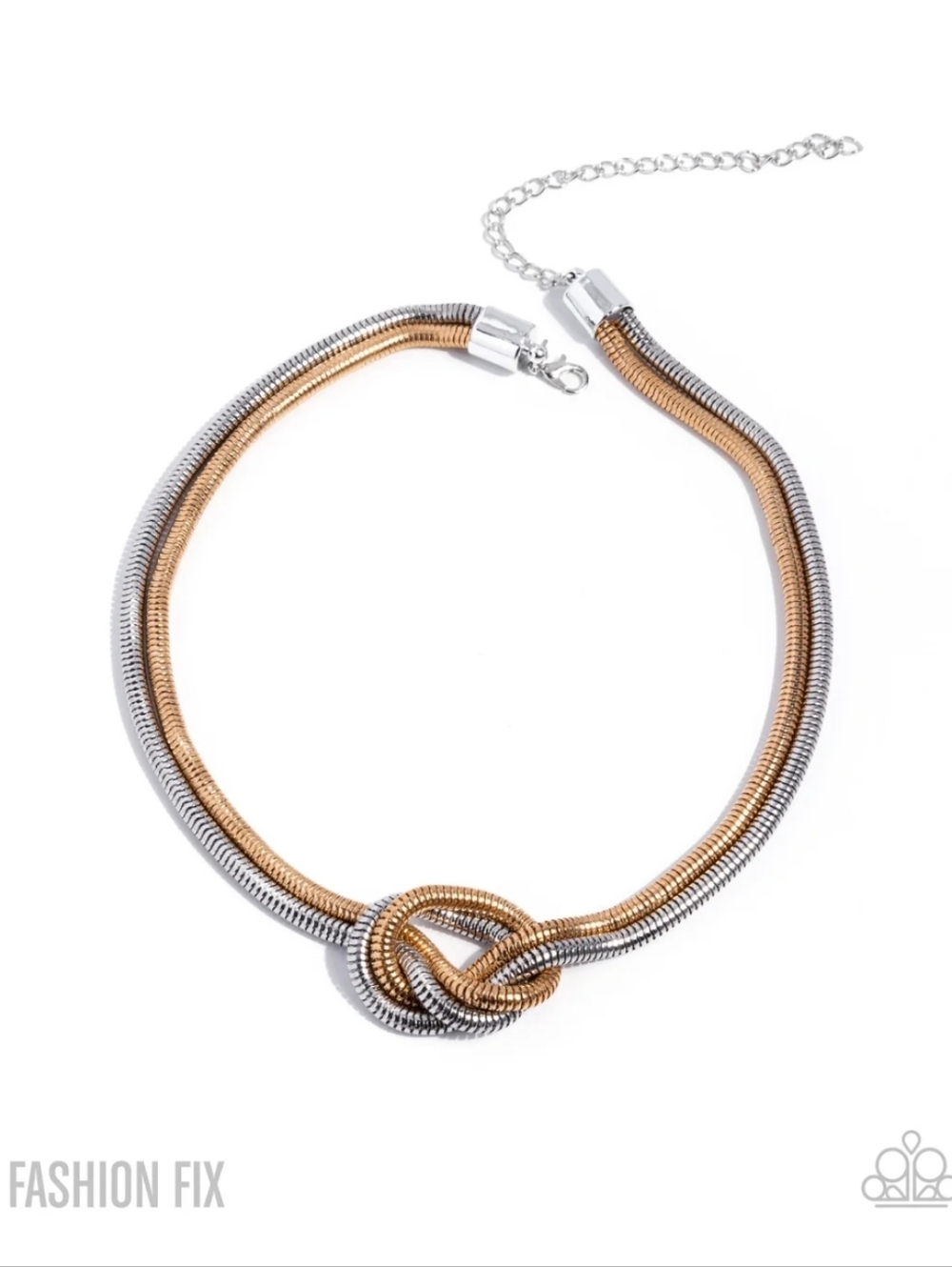 Industrial Chic Multi Paparazzi Two-Tone Knot Choker Necklace - Silver & Gold